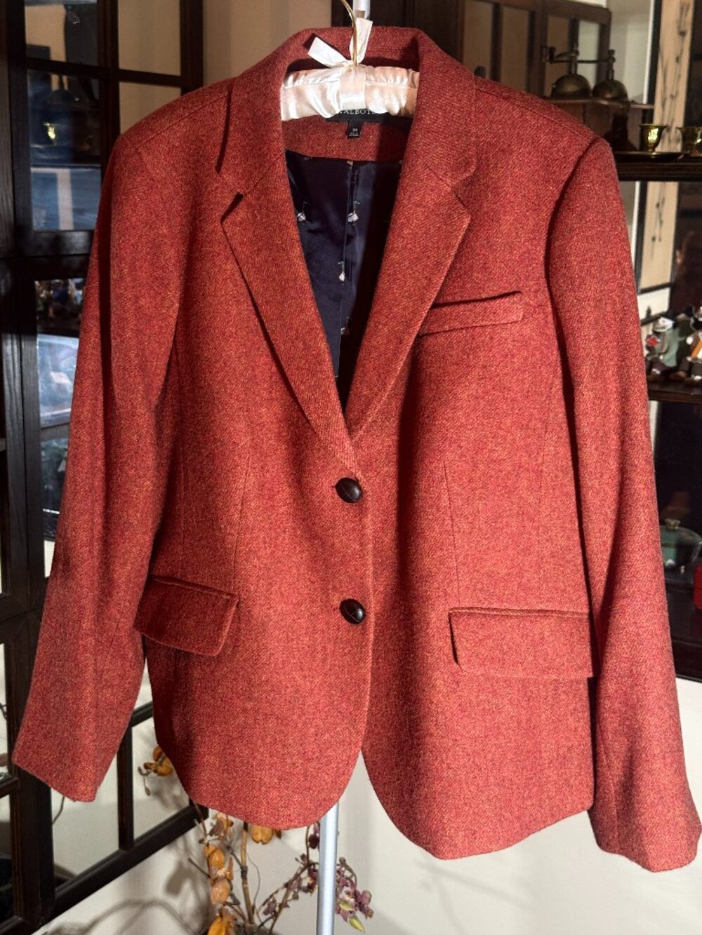 Vintage Talbots Women's Wool Blend Blazer Burnt Orange Two Buttons Size 20